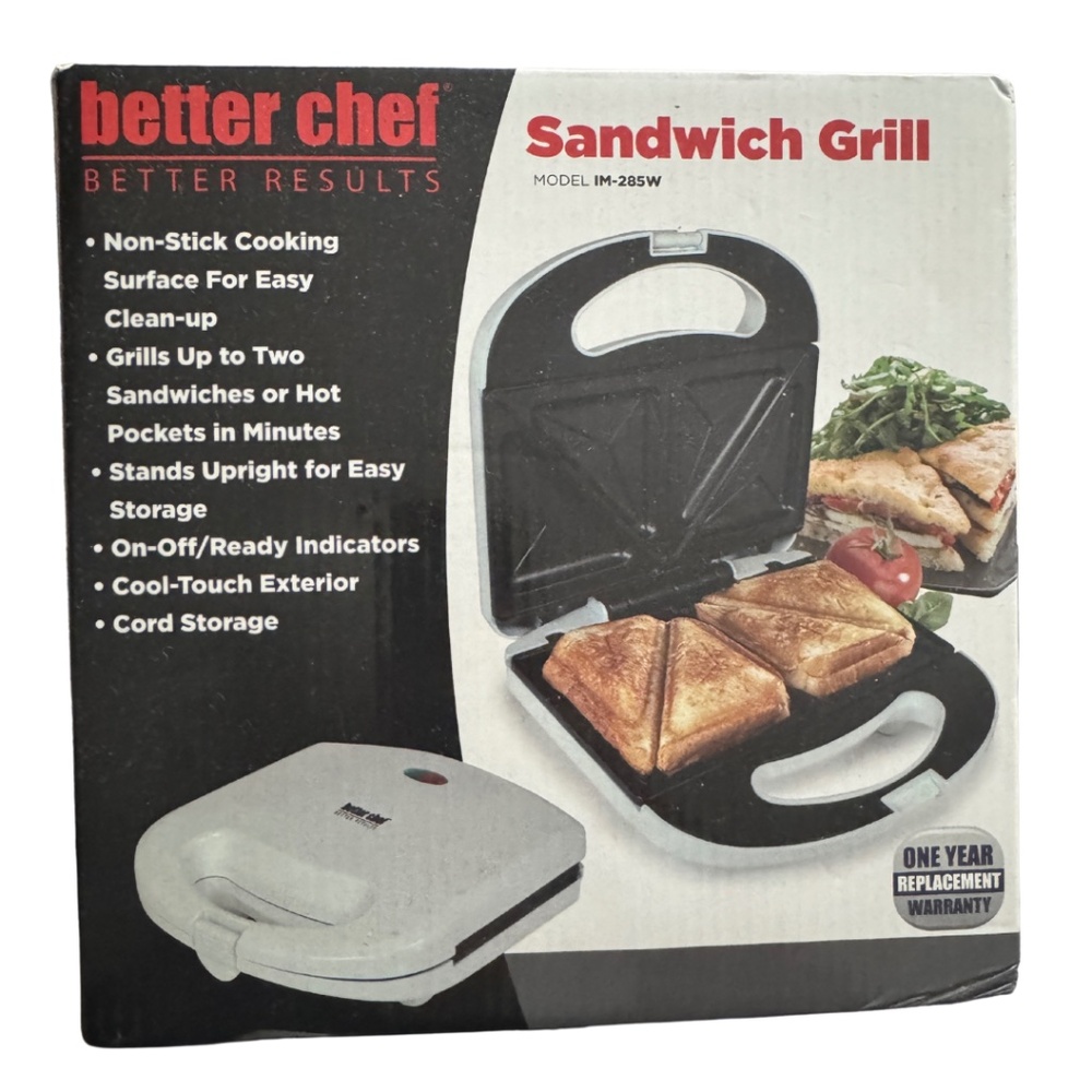 🔥 Better Chef Sandwich Grill – Model IM-285W - Non-Stick - Compact | NIB